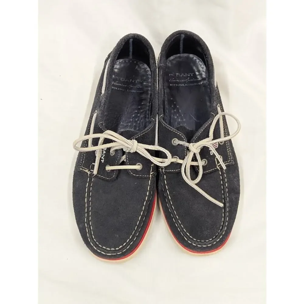 GANT Loafers Men's Moccasin Driving Shoes White Navy Leather Size 8 US